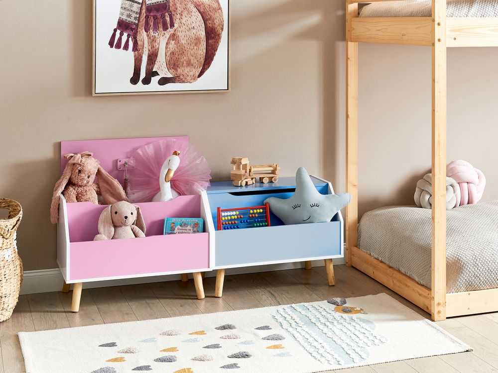 Beliani Žaislų dėžė CASPER 43 cm rausva