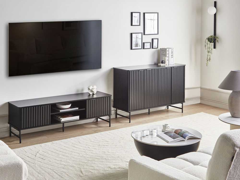 Beliani TV staliukas TV Stand GLASTONBURY Juoda 607590 (Juoda)
