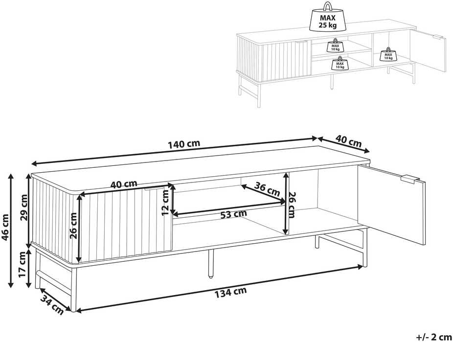 Beliani TV staliukas TV Stand GLASTONBURY Juoda 607590 (Juoda)