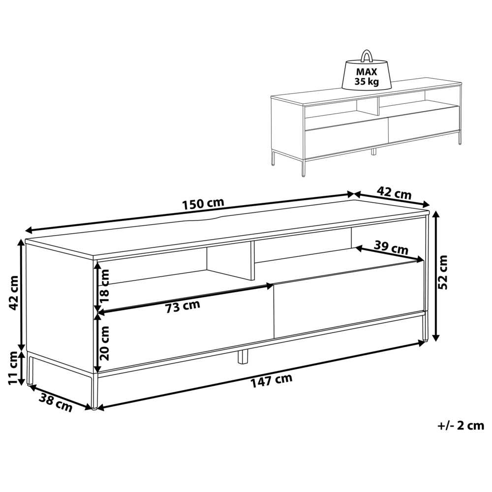 Beliani TV staliukas TV Stand LED Balta SYDNEY 180391