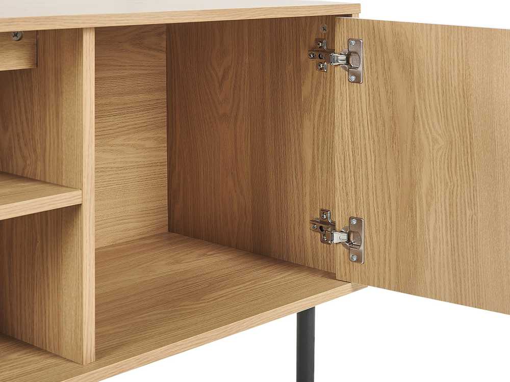 Beliani TV staliukas TV Stand Šviesi Medis with Balta PALMER 317638 Spalva: Šviesus medis + Balta