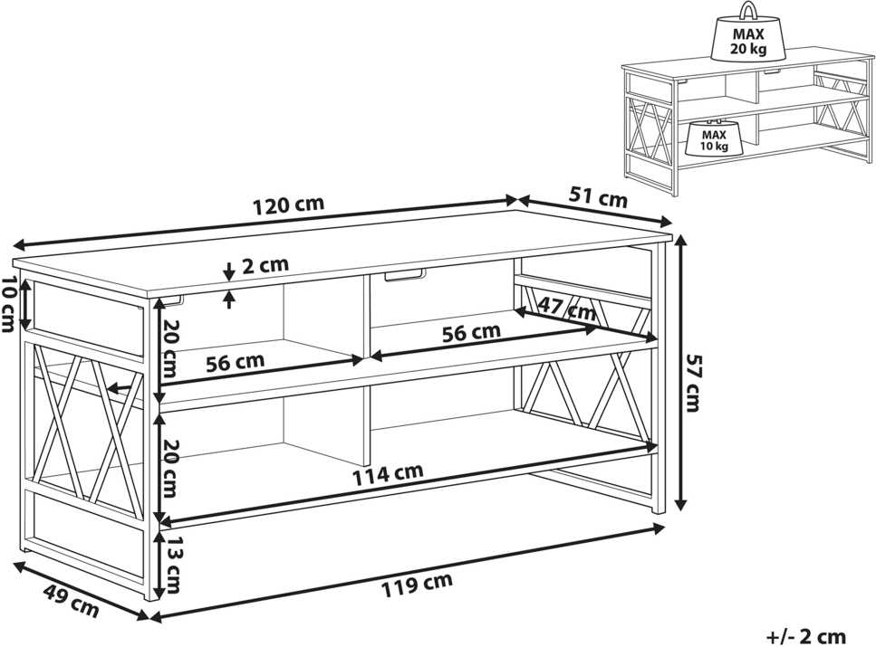 Beliani TV staliukas TV Stand Tamsi Medis with Juoda CARLISLE 200886 (Juoda + Tamsus medis)