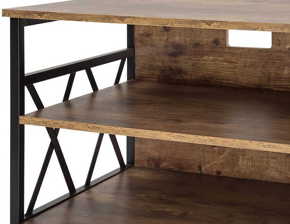 Beliani TV staliukas TV Stand Tamsi Medis with Juoda CARLISLE 200886 (Juoda + Tamsus medis)