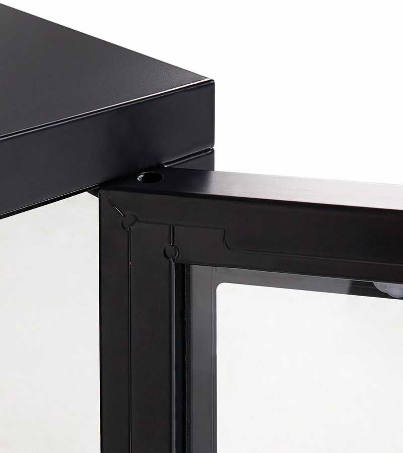 Beliani Spintelė su stiklinėmis durelėmis NEWPORT metalinė 115 cm, juoda