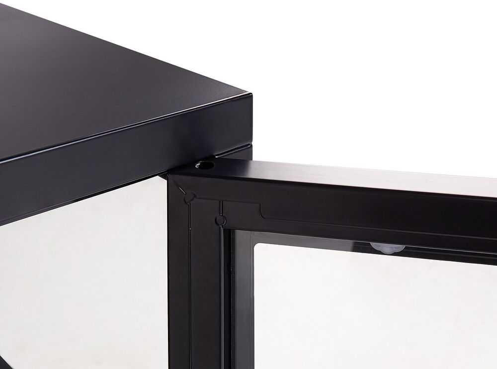 Beliani Spintelė su stiklinėmis durelėmis NEWPORT metalinė 115 cm, juoda