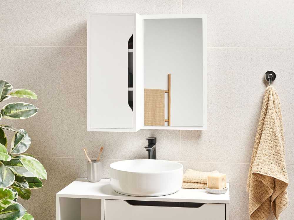 Beliani Pakabinama spintelė PALMAS 60 cm 60 cm Balta