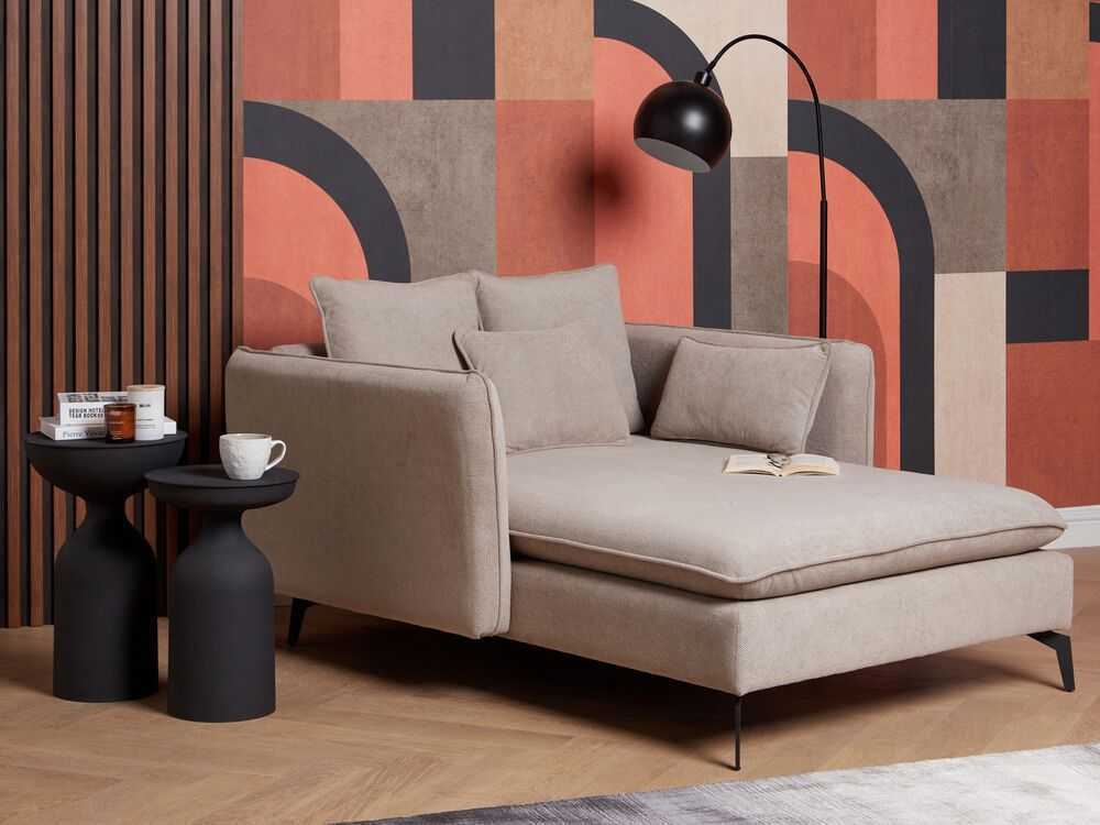 Sofa Beliani Šezlongas CHARMES smėlio pilkumo spalvos