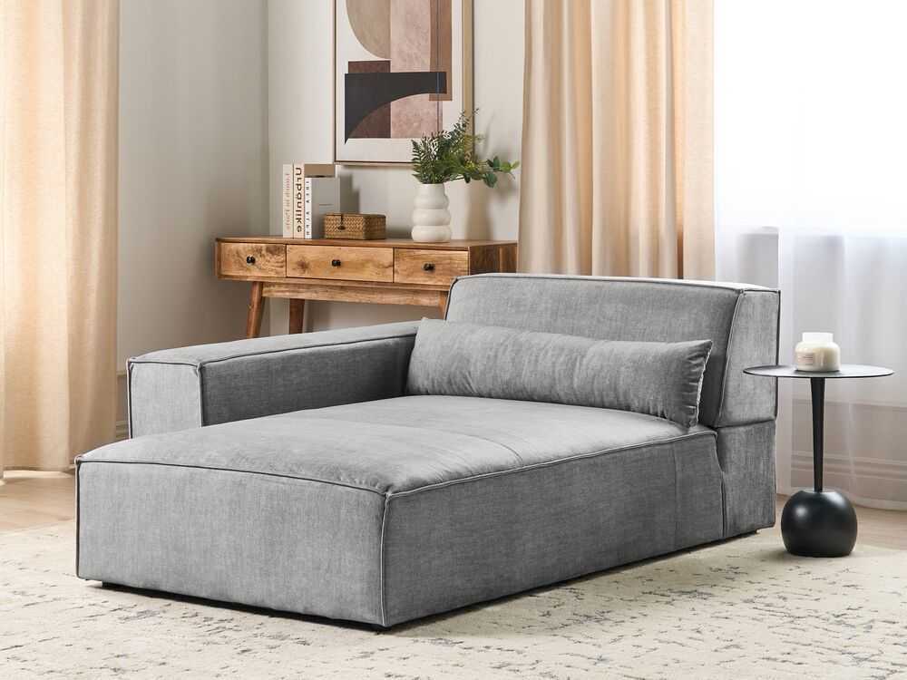 Beliani Dešininė šezlongo sofa HELLNAR, pilka