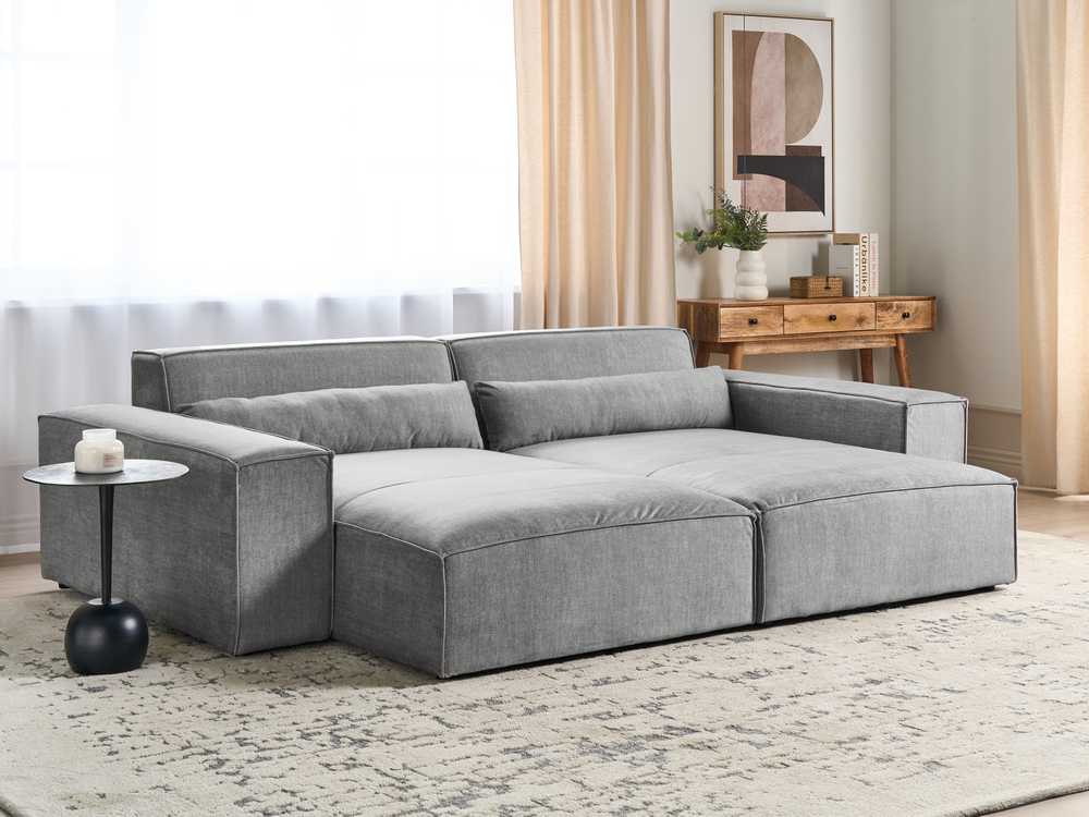 Beliani Dešininė šezlongo sofa HELLNAR, pilka