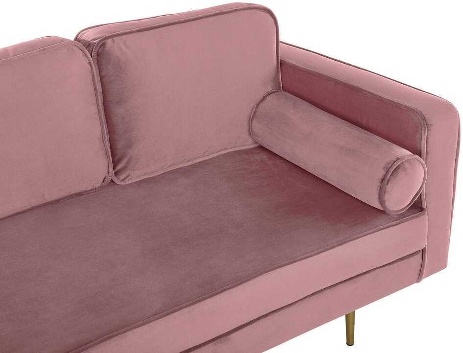 Sofa Beliani Dešininis šezlongas MIRAMAS aksominis rožinis