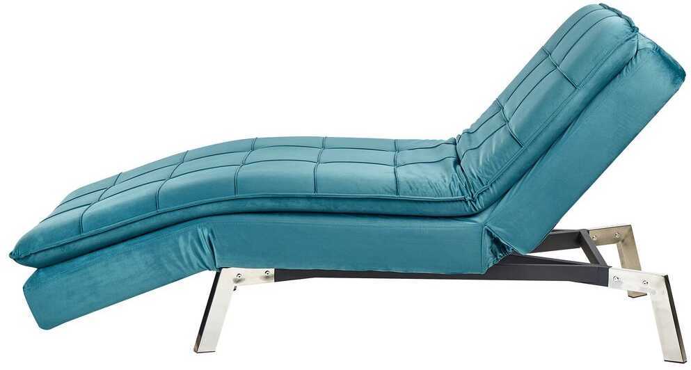 Sofa Beliani Šezlongas LOIRET, veliūrinis, lazurito spalvos