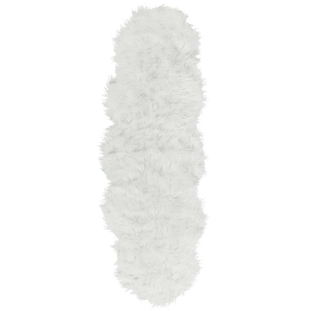 Beliani Dirbtinio kailio kilimas MAMUNGARI Baltas 60 x 180 cm