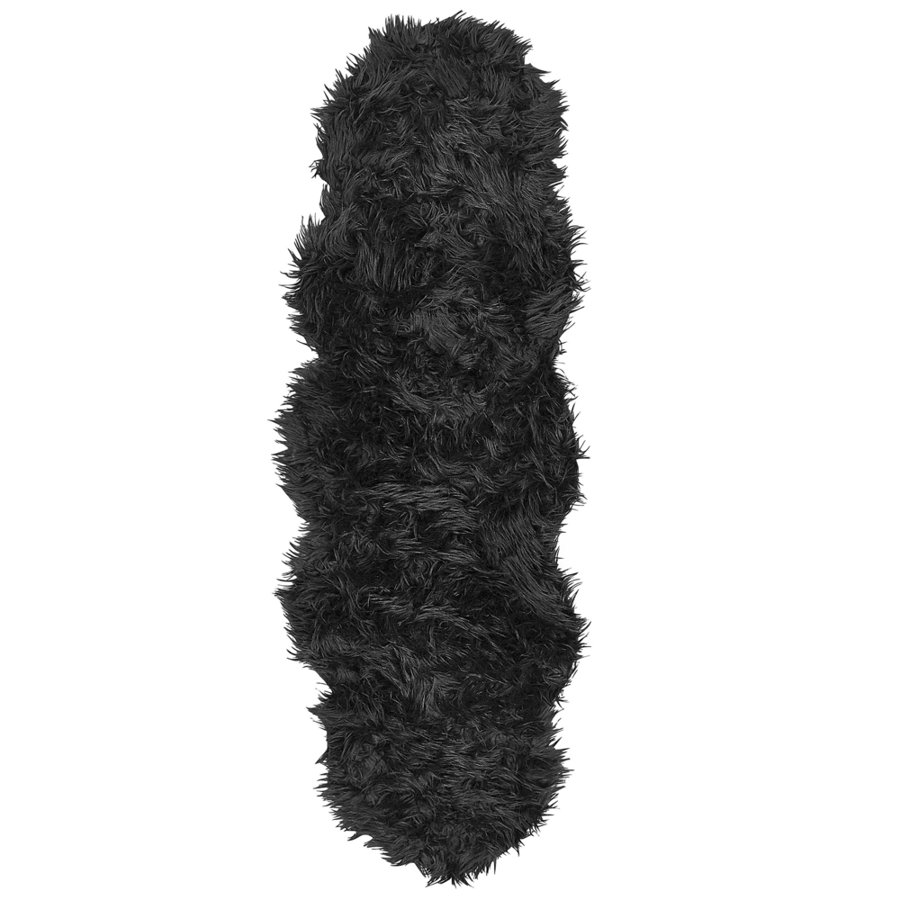 Beliani Dirbtinio kailio kilimas MAMUNGARI juodas 60 x 180 cm