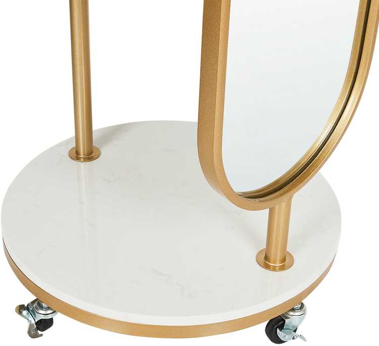 Beliani Drabužių kabykla su veidrodžiu LORENA 172 cm, metalinė, auksinė