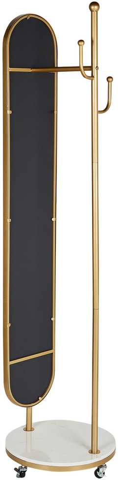 Beliani Drabužių kabykla su veidrodžiu LORENA 172 cm, metalinė, auksinė