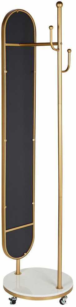 Beliani Drabužių kabykla su veidrodžiu LORENA 172 cm, metalinė, auksinė