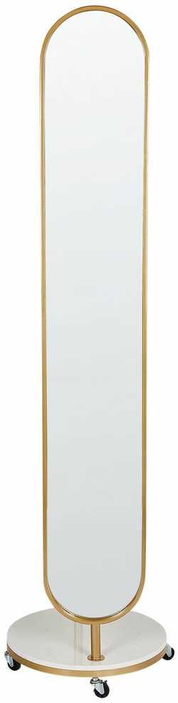 Beliani Drabužių kabykla su veidrodžiu LORENA 172 cm, metalinė, auksinė