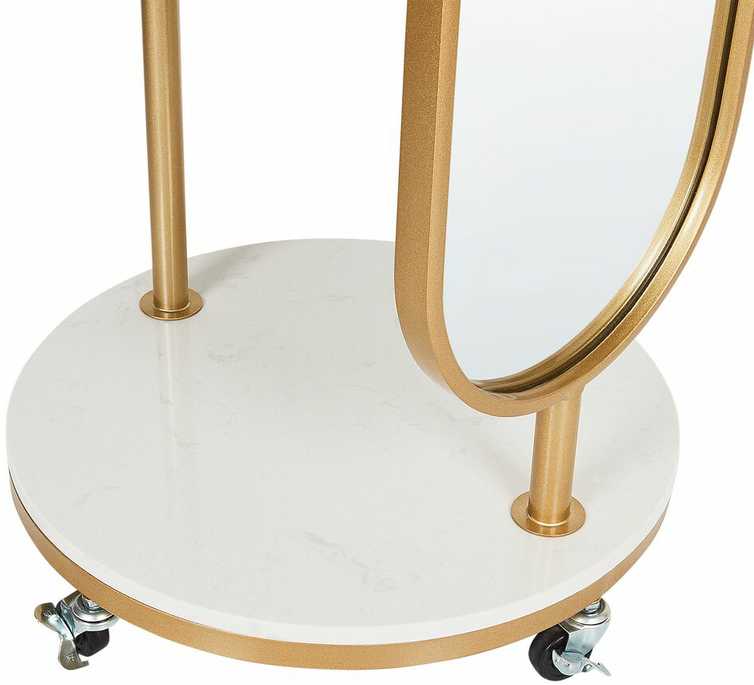 Beliani Drabužių kabykla su veidrodžiu LORENA 172 cm, metalinė, auksinė