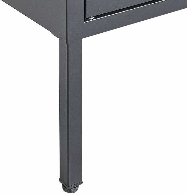 Beliani Vitrina su stikline spintele OXTED, 80 cm, metalinė, juoda