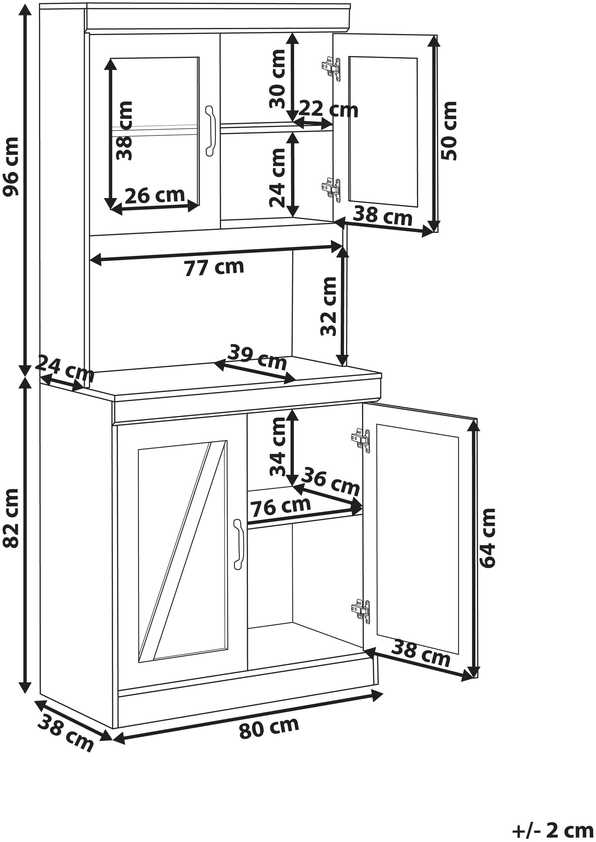 Beliani Vitrina su stiklinėmis durelėmis KALBARRI 80 cm, ruda / balta