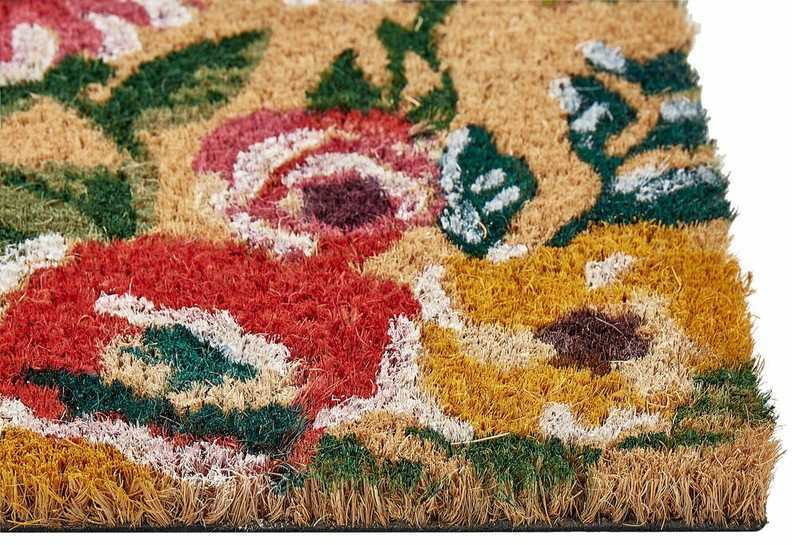 Beliani Durų kilimėlis KITA Spalvingas 40 x 60 cm Gėlės Kokoso pluoštas