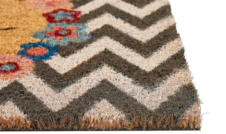 Beliani Sėdimas kilimėlis TAHAN spalvotas 40 x 60 cm užrašas kokoso pluoštas