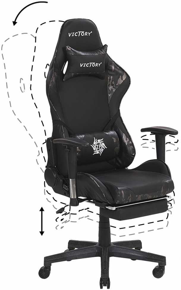 Beliani Žaidimų kėdė VICTORY dirbtinė oda tamsiai pilka