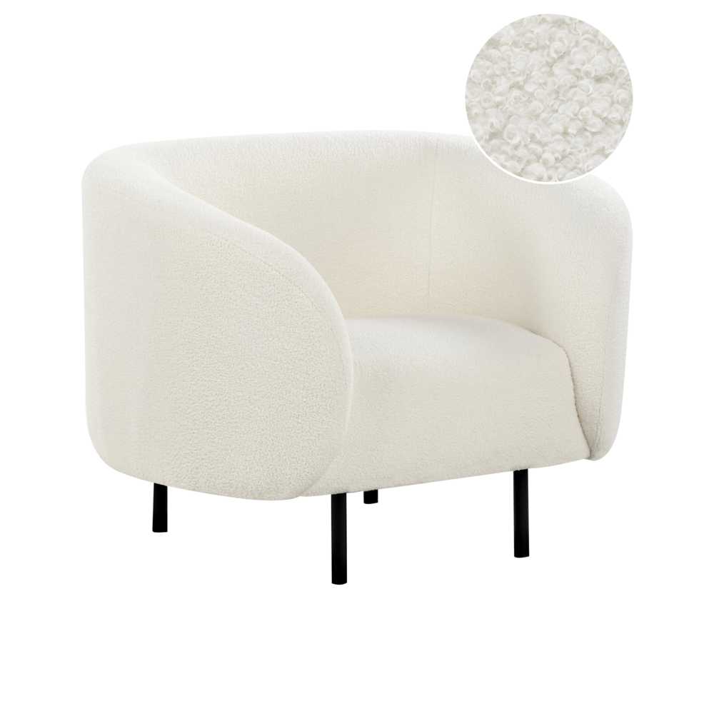 Fotelis Beliani Fotel LOEN Boucle baltas