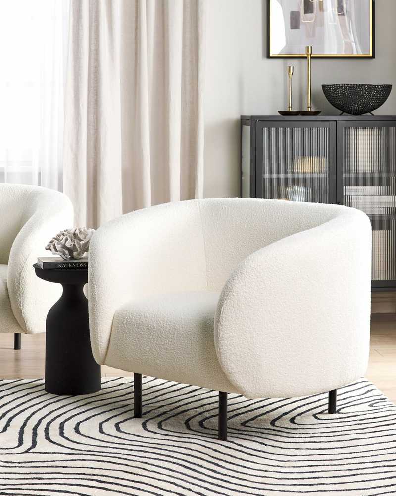 Fotelis Beliani Fotel LOEN Boucle baltas