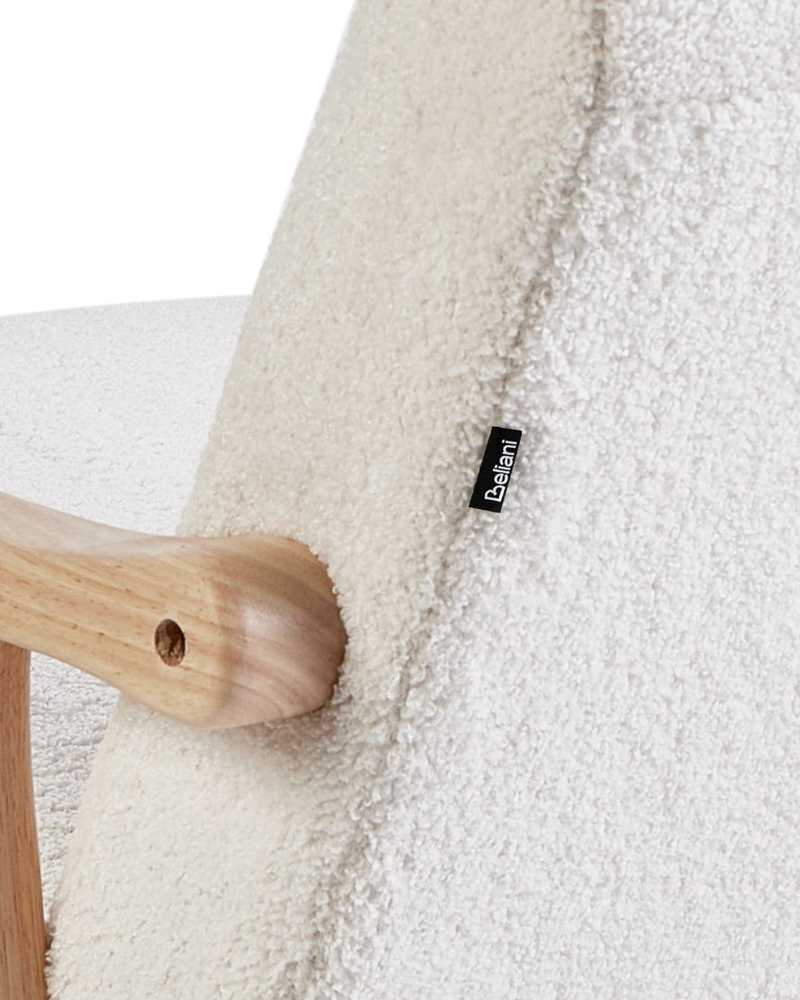Fotelis Beliani Supamas krėslas LEKNES Boucle natūralios baltos spalvos