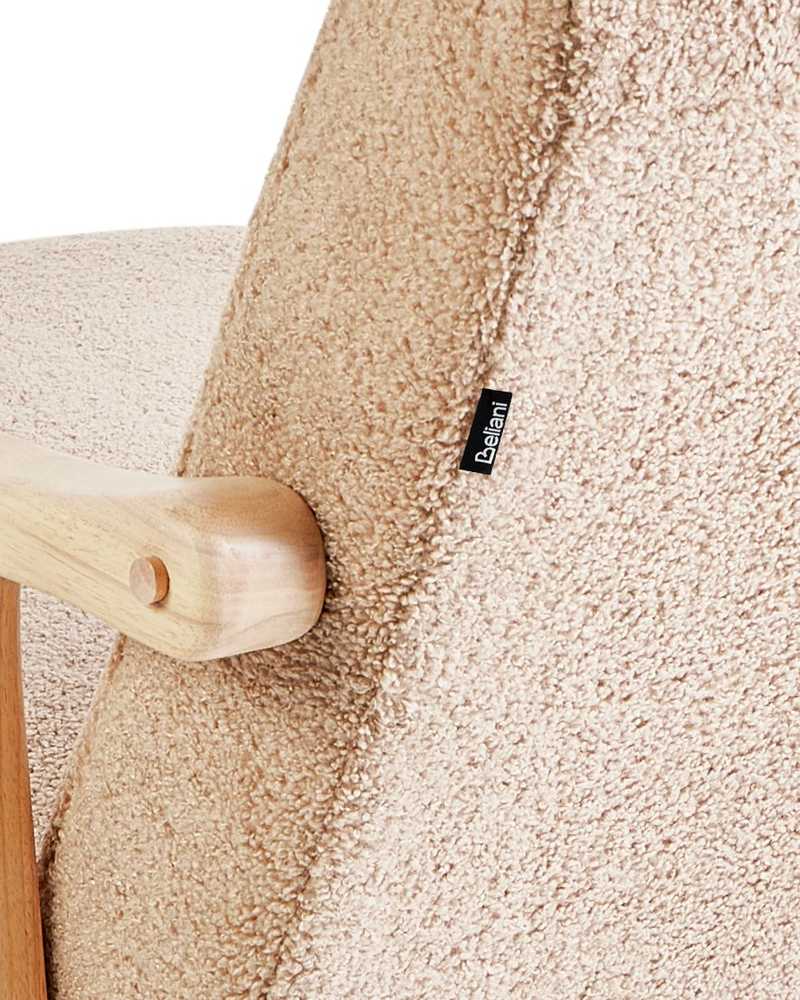 Fotelis Beliani Supamas krėslas LEKNES Boucle smėlio spalvos