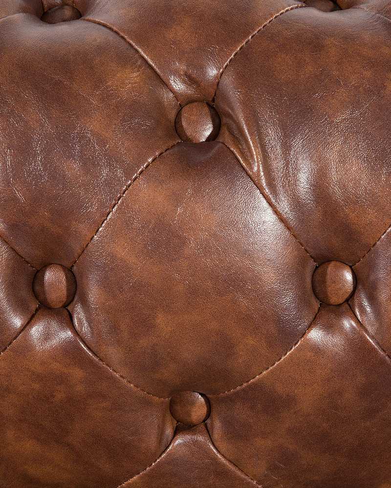 Beliani CHESTERFIELD fotelis iš dirbtinės odos, aukso rudos spalvos