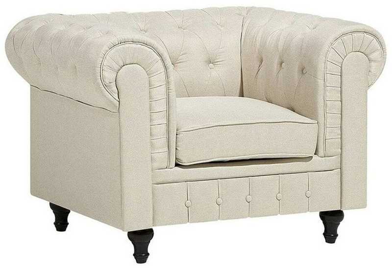Beliani CHESTERFIELD fotelis, smėlio spalvos