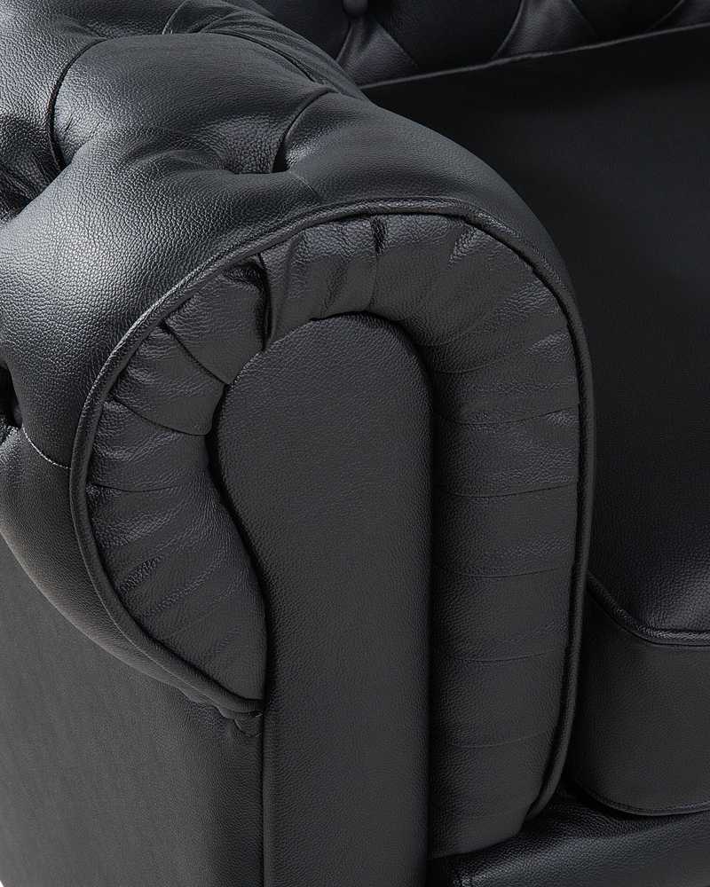 Beliani CHESTERFIELD fotelis iš natūralios odos, juodas