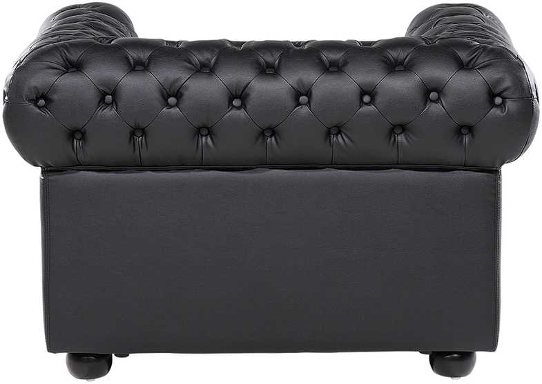 Beliani CHESTERFIELD fotelis iš natūralios odos, juodas
