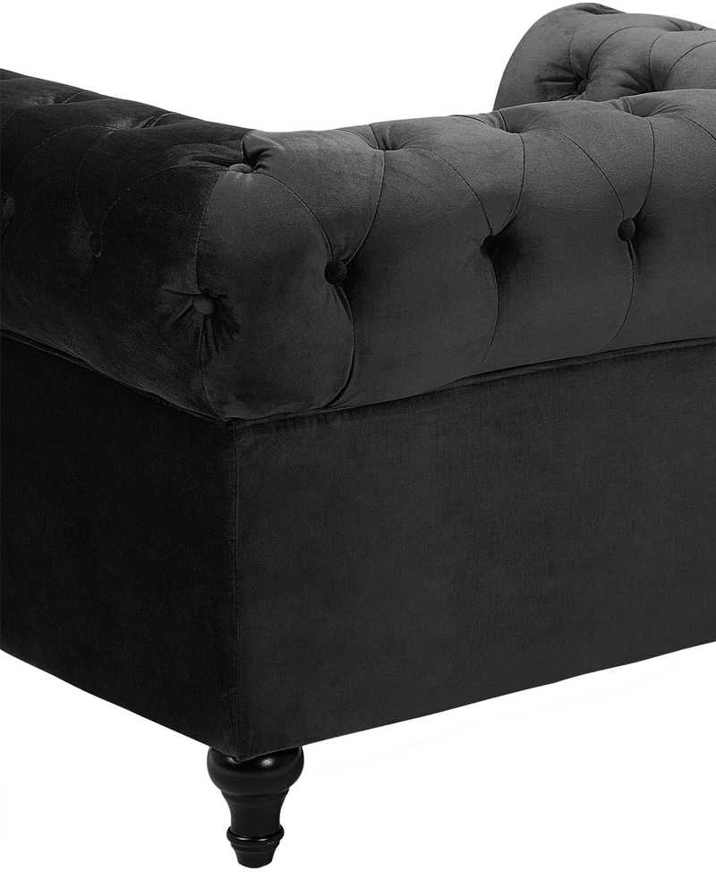 Beliani CHESTERFIELD fotelis, veliūras, juodas
