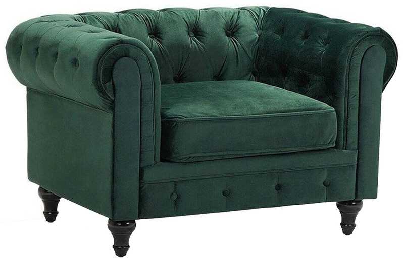 Fotelis Beliani Fotelė CHESTERFIELD veliūrinė, smaragdinė