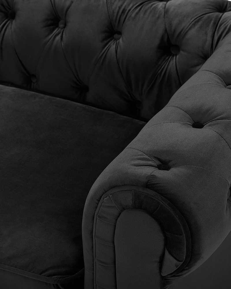 Beliani CHESTERFIELD fotelis, veliūras, juodas