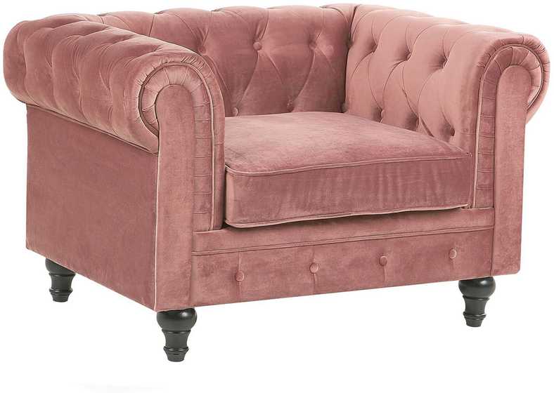 Fotelis Beliani Fotelė CHESTERFIELD veliūrinė rožinė