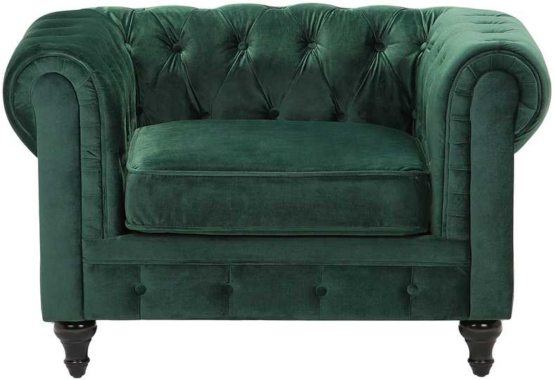 Fotelis Beliani Fotelė CHESTERFIELD veliūrinė, smaragdinė