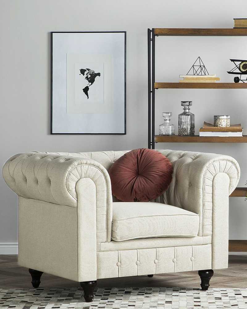 Beliani CHESTERFIELD fotelis, smėlio spalvos