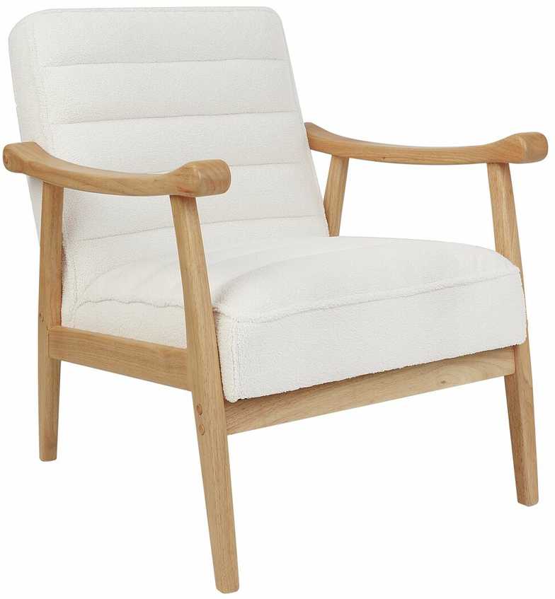 Fotelis Beliani Fotel LEKNES Boucle, kreminė balta
