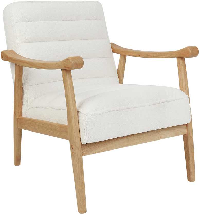 Fotelis Beliani Fotel LEKNES Boucle, kreminė balta