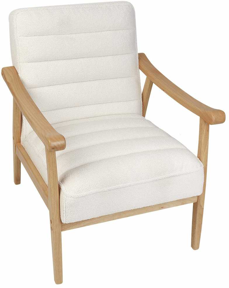 Fotelis Beliani Fotel LEKNES Boucle, kreminė balta