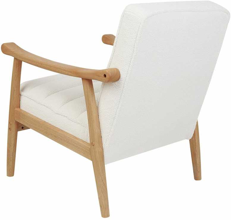 Fotelis Beliani Fotel LEKNES Boucle, kreminė balta