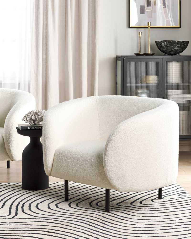 Fotelis Beliani Fotel LOEN Boucle baltas