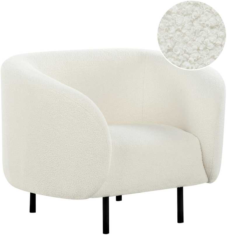 Fotelis Beliani Fotel LOEN Boucle baltas