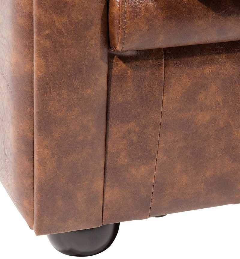 Beliani CHESTERFIELD fotelis iš dirbtinės odos, aukso rudos spalvos