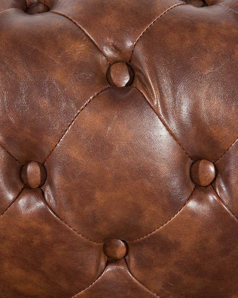 Beliani CHESTERFIELD fotelis iš dirbtinės odos, aukso rudos spalvos