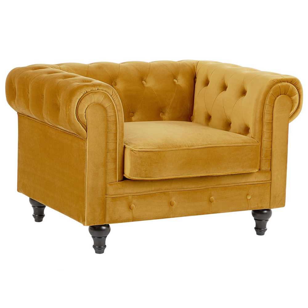 Fotelis Beliani Fotel CHESTERFIELD aksominis auksinis